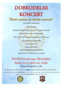 Vabilo na dobrodelni koncert Žarek upanja za otroški nasmeh